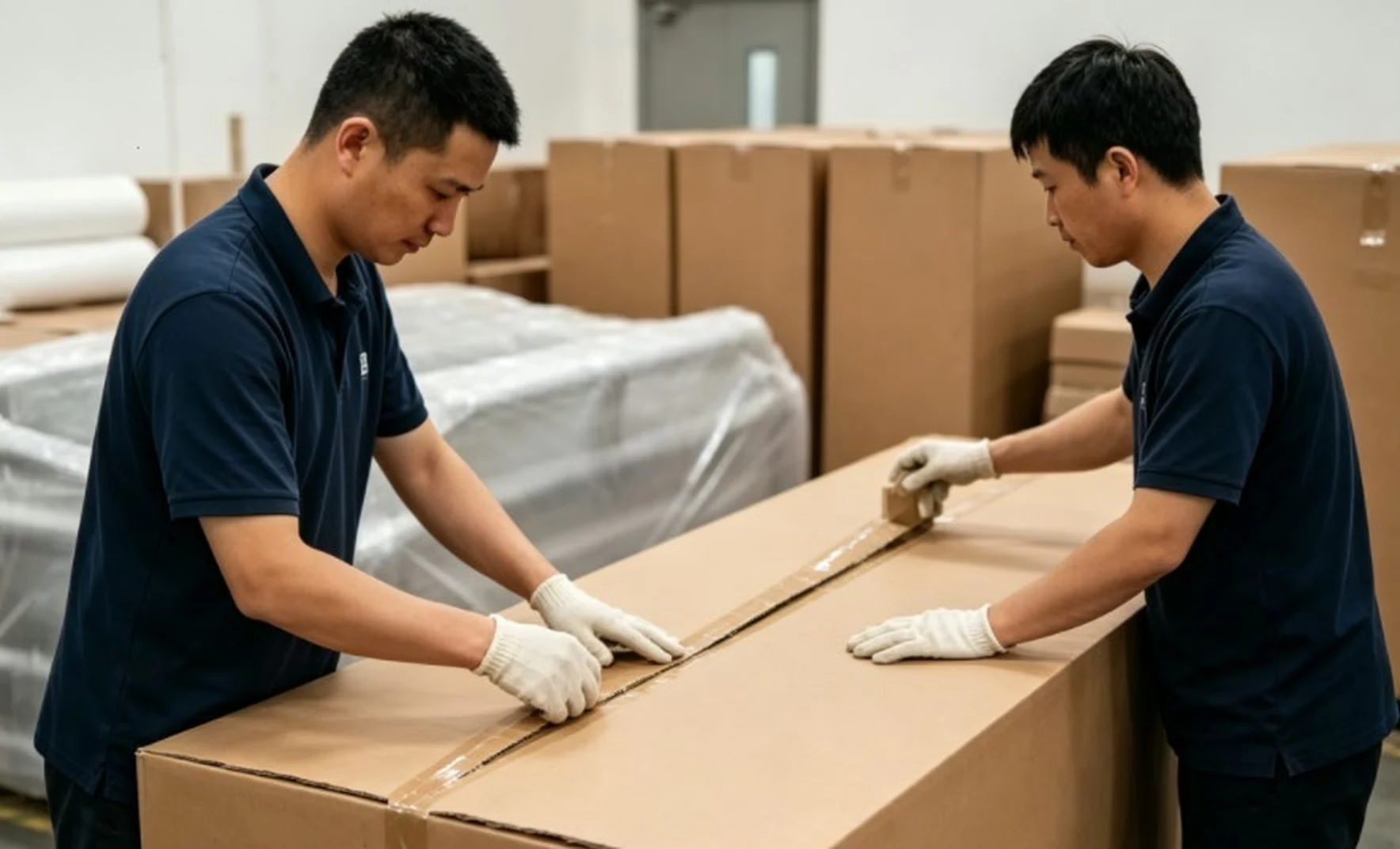 Packing at the Linhai Hongjie outdoor furniture factory