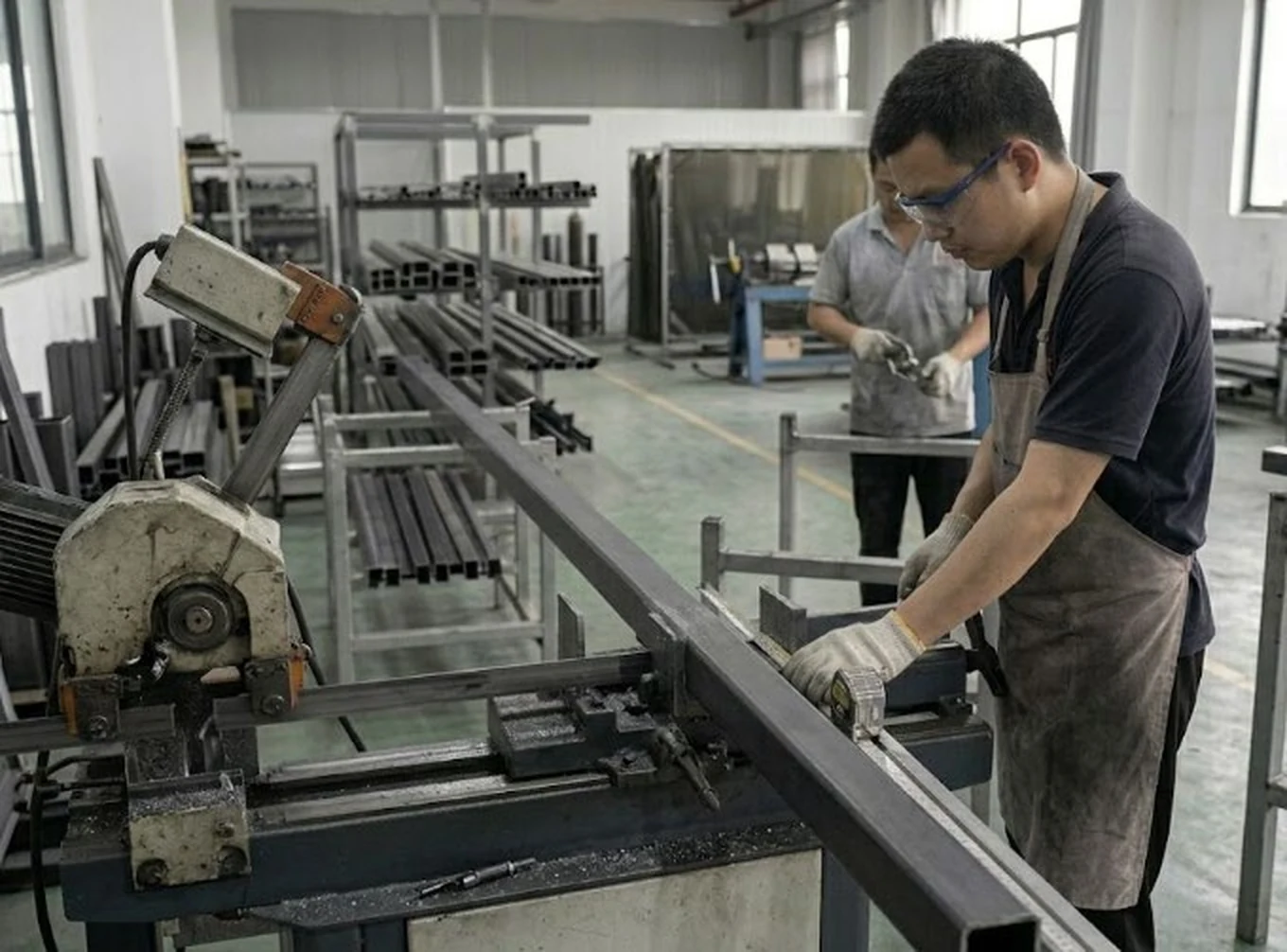Metalworking at the Linhai Hongjie outdoor furniture factory