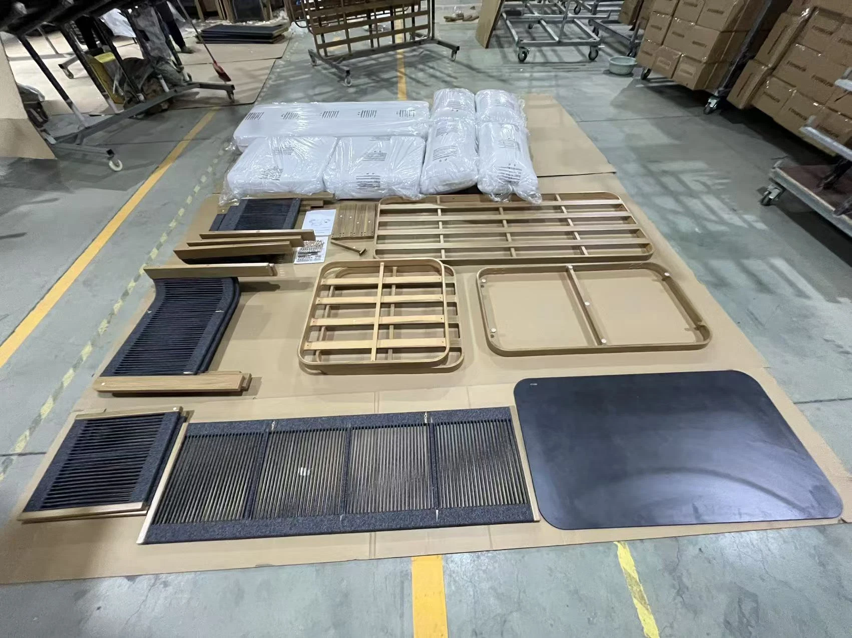 Rope Outdoor Sofa Set: Sample components laid out before packing