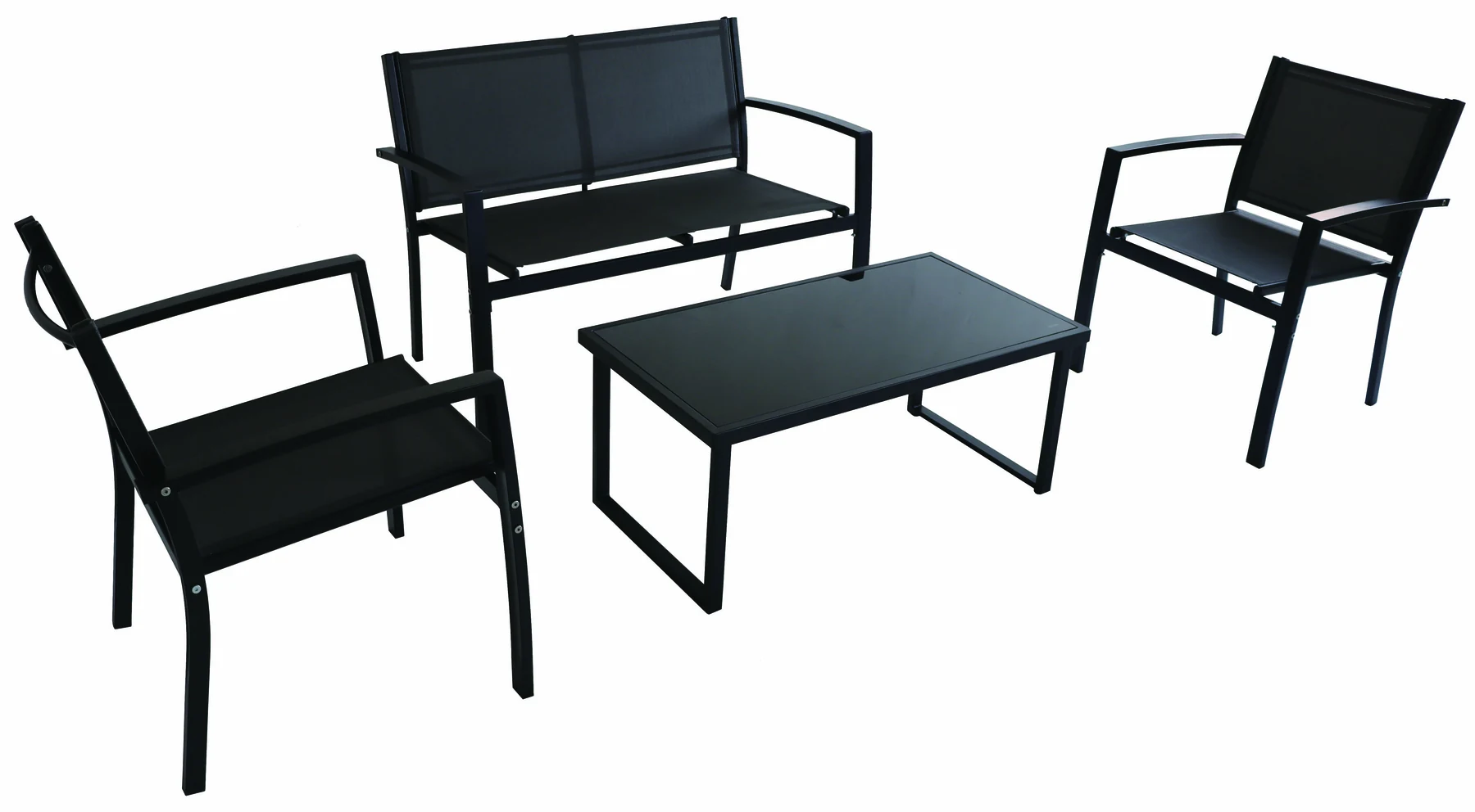 Straight-Arm Textilene Patio Lounge Set